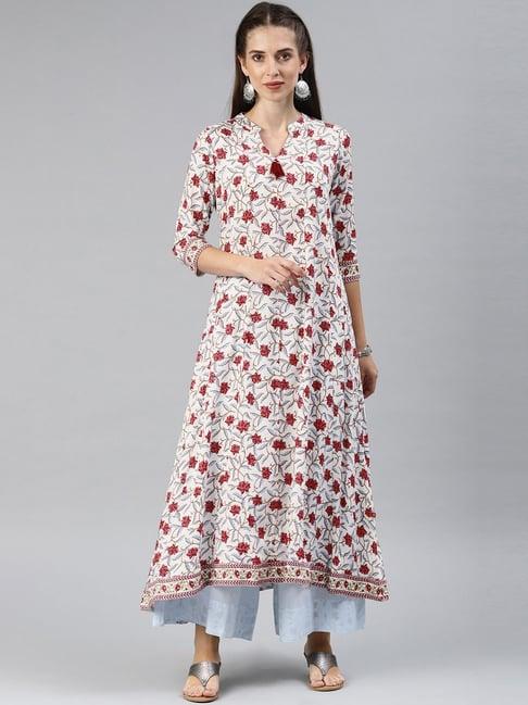 alena white printed a line kurta