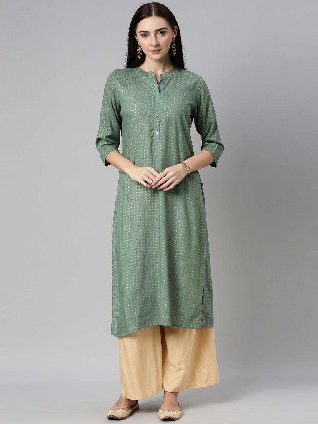 alena women green checked kurta