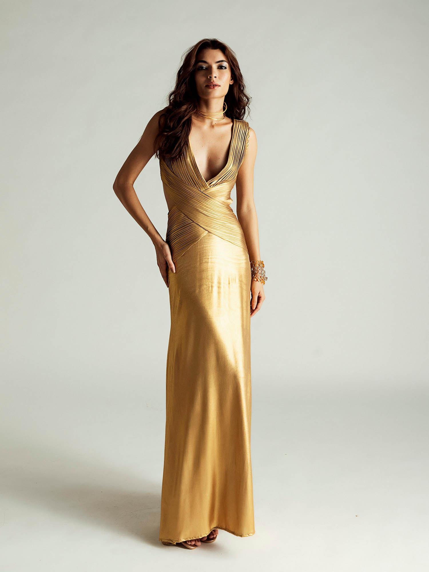 alexandria gold dress