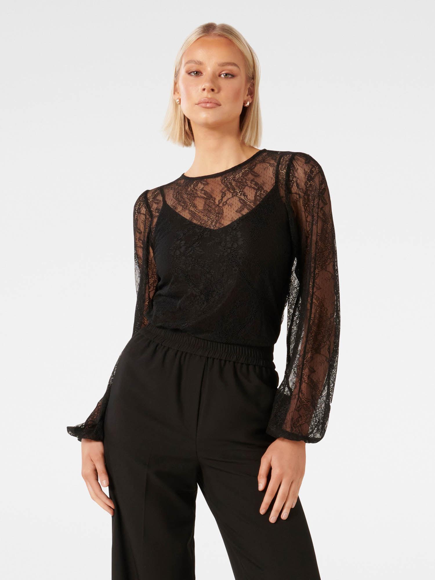 alexis round neck lace top