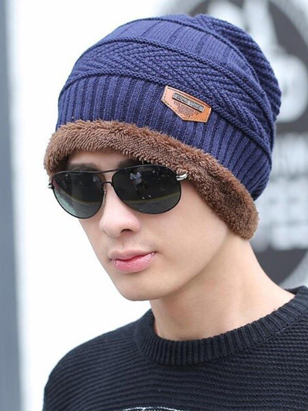 alexvyan men blue beanie