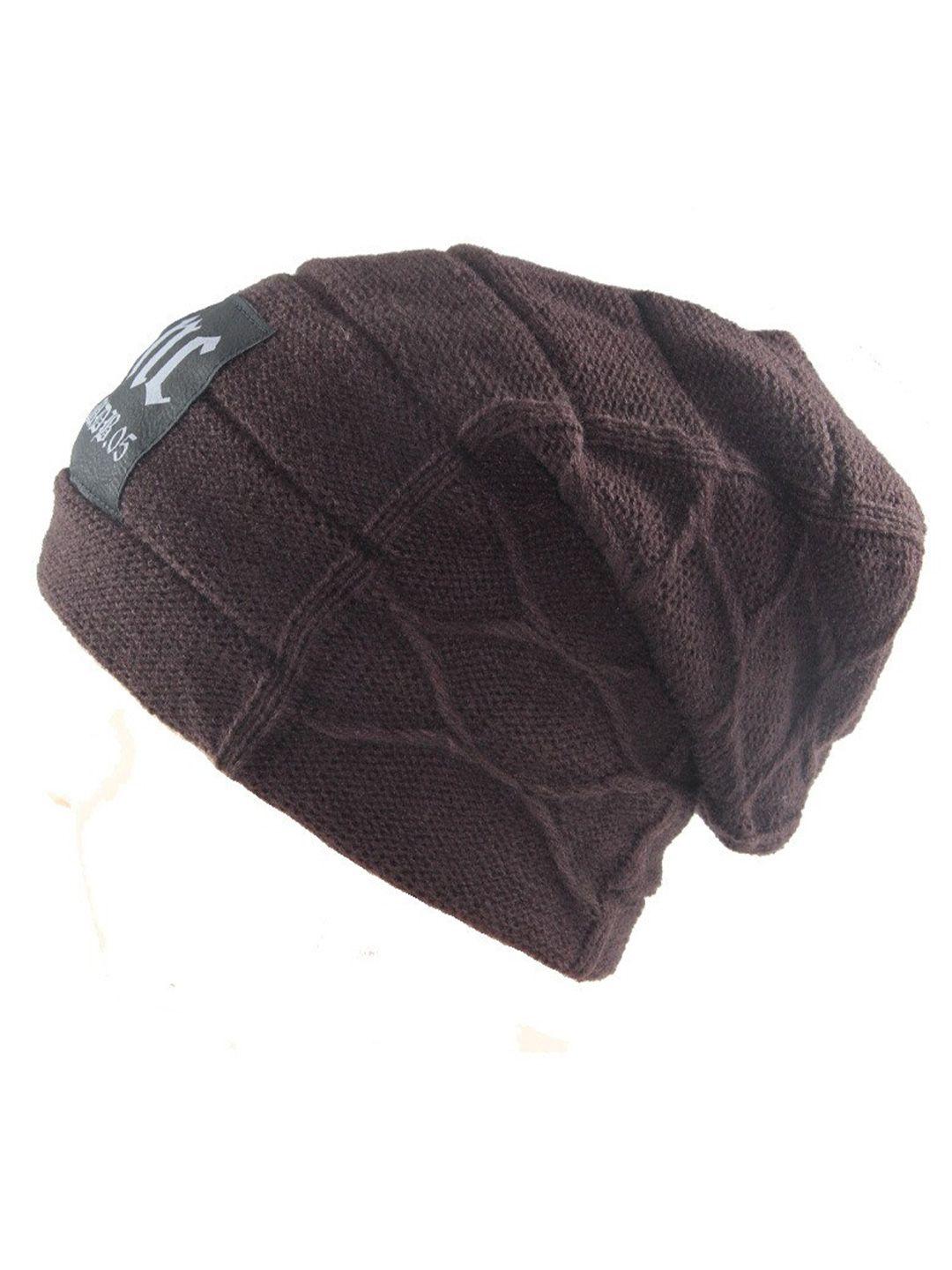 alexvyan men brown & black beanie