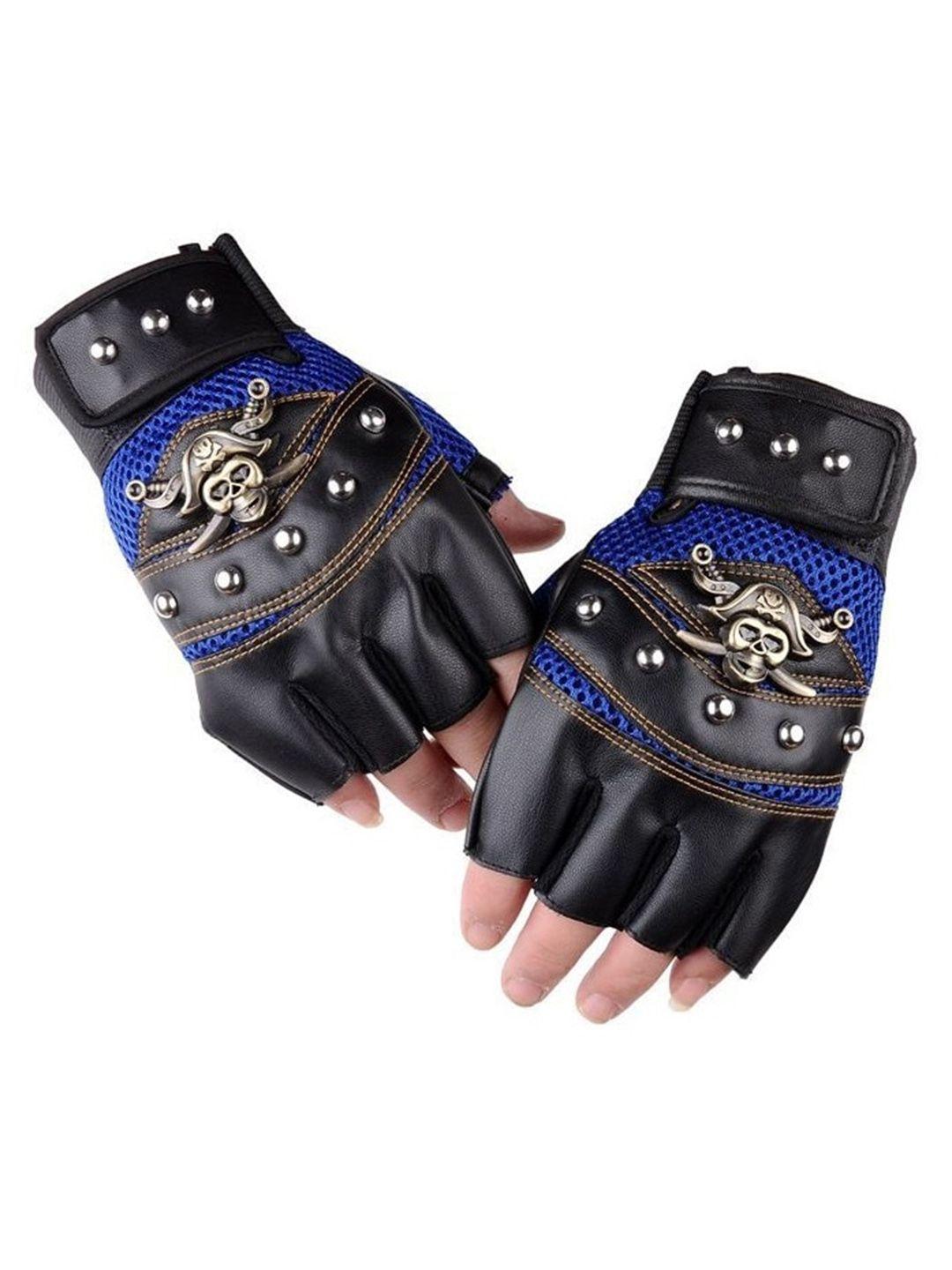 alexvyan men pirates embellished protective half-finger gloves