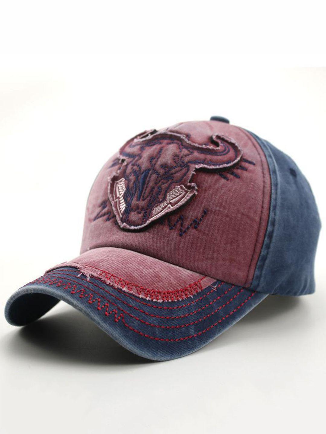 alexvyan men red & blue embroidered baseball cap