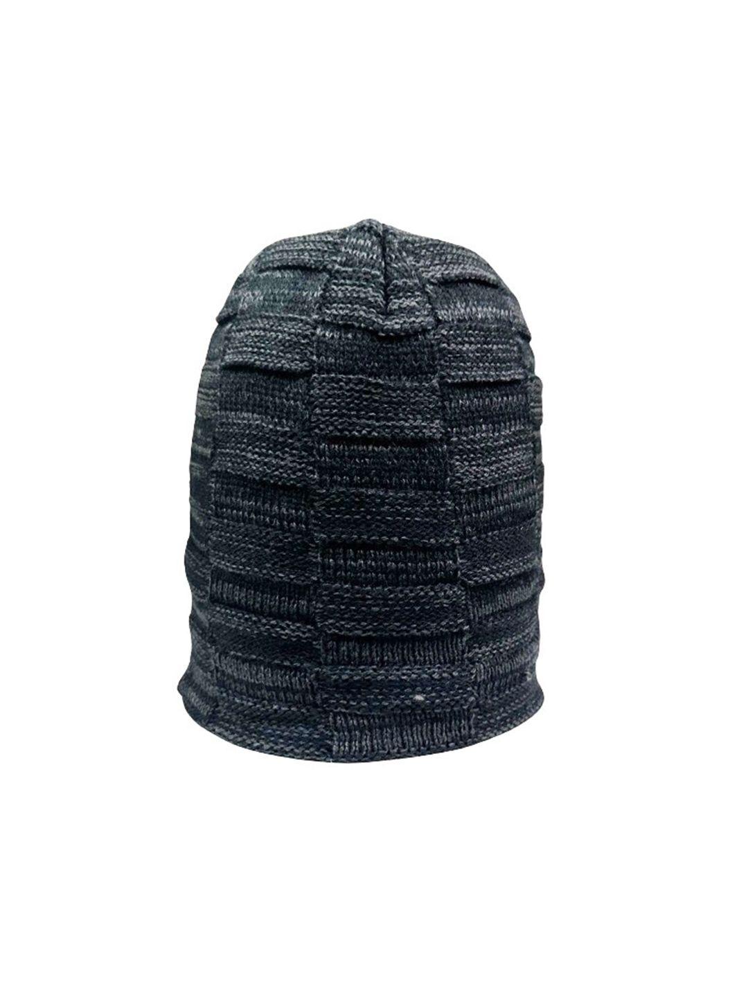 alexvyan men self design acrylic beanie cap with scarf