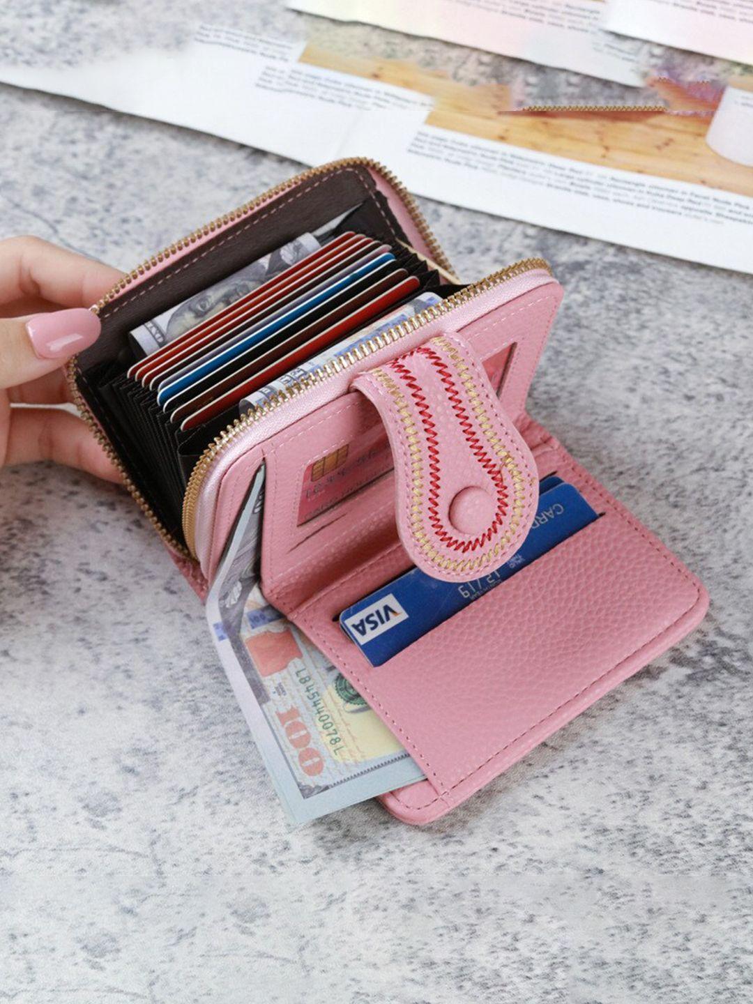 alexvyan women textured rfid two fold wallet