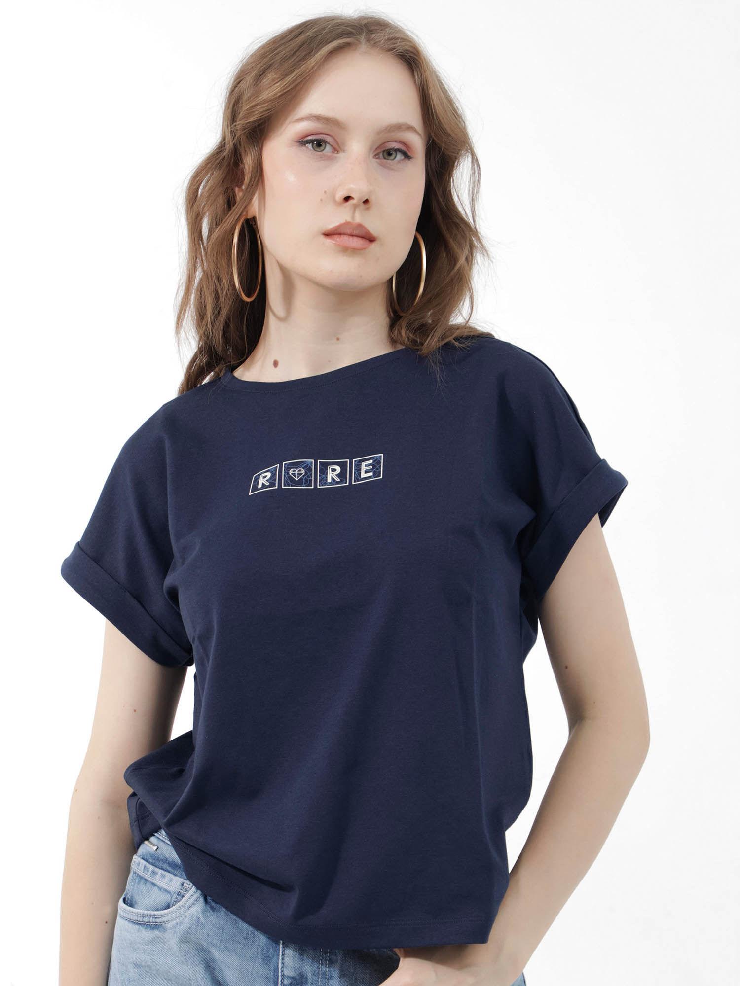 alexy navy blue printed t-shirt