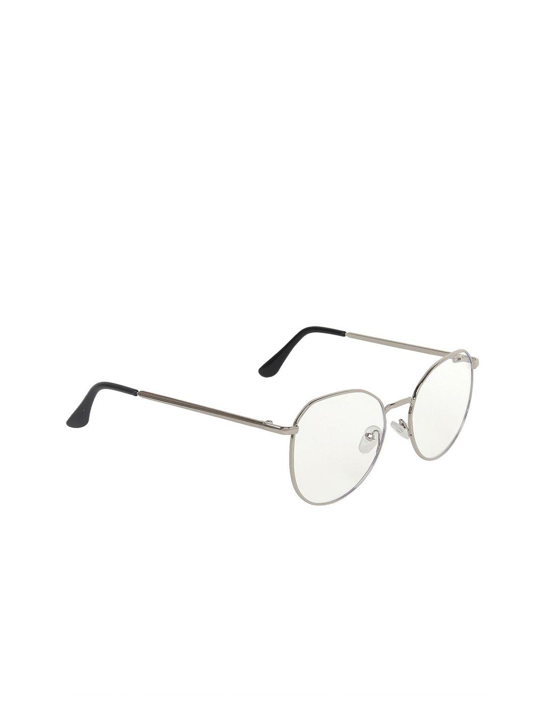 aligatorr unisex clear lens & gunmetal-toned uv protected oval sunglasses agr_hexa_nickle
