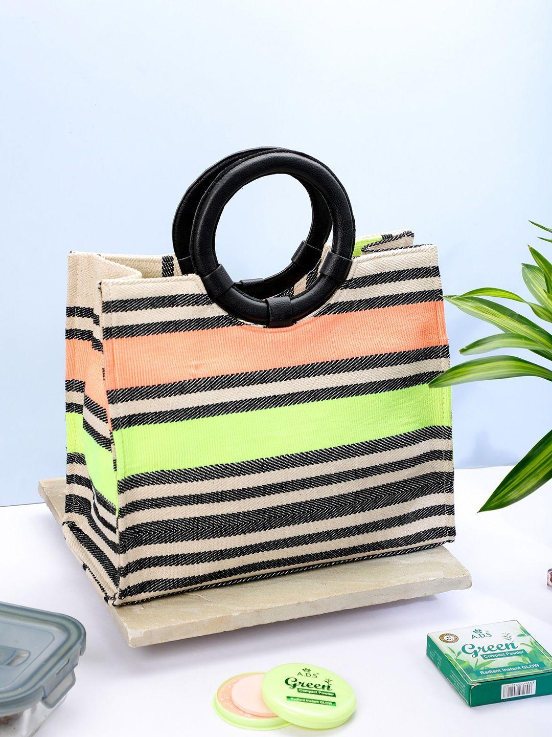 alii and aliizey striped shopper jacquard handheld bag