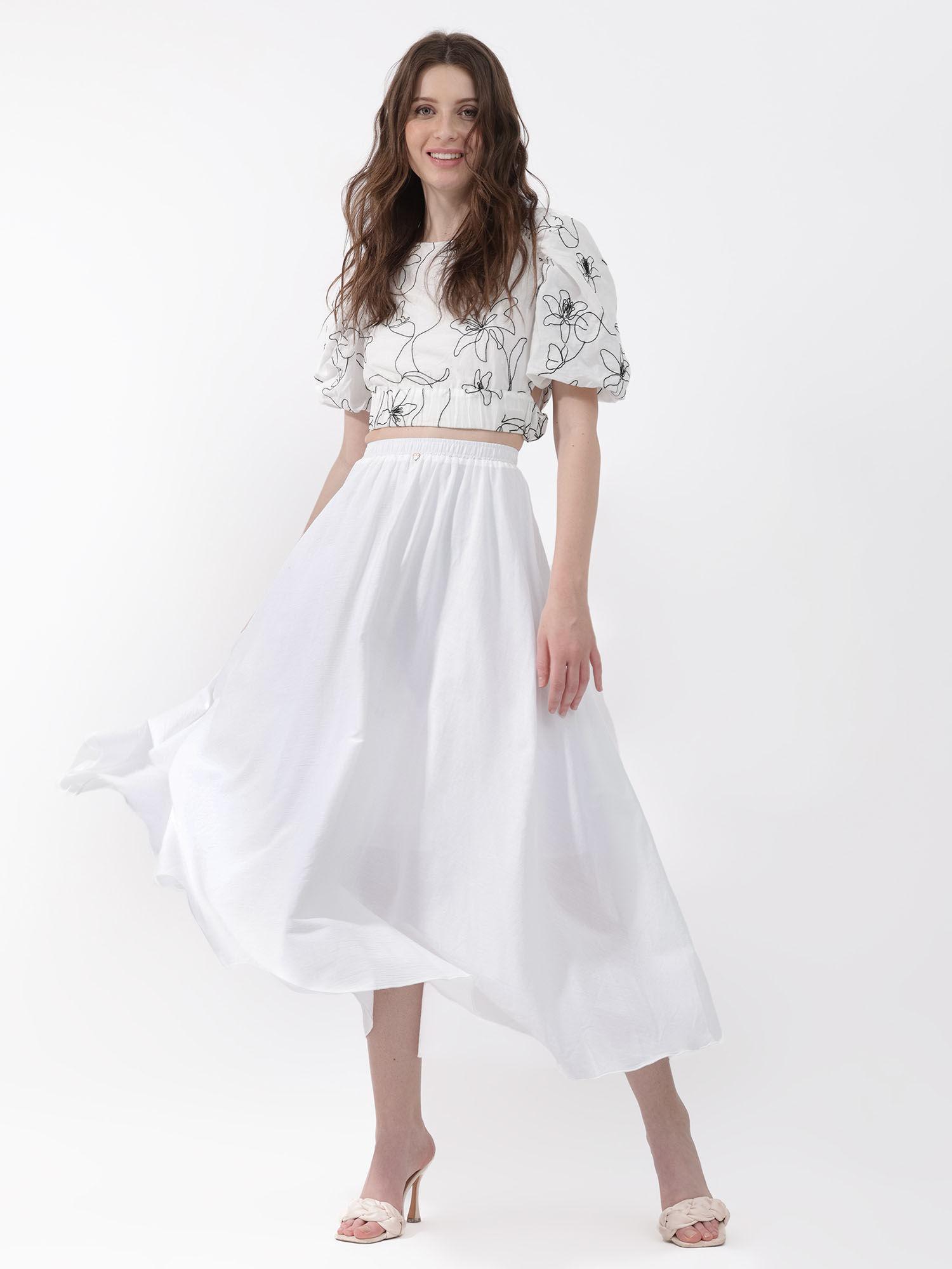 alina white solid skirt