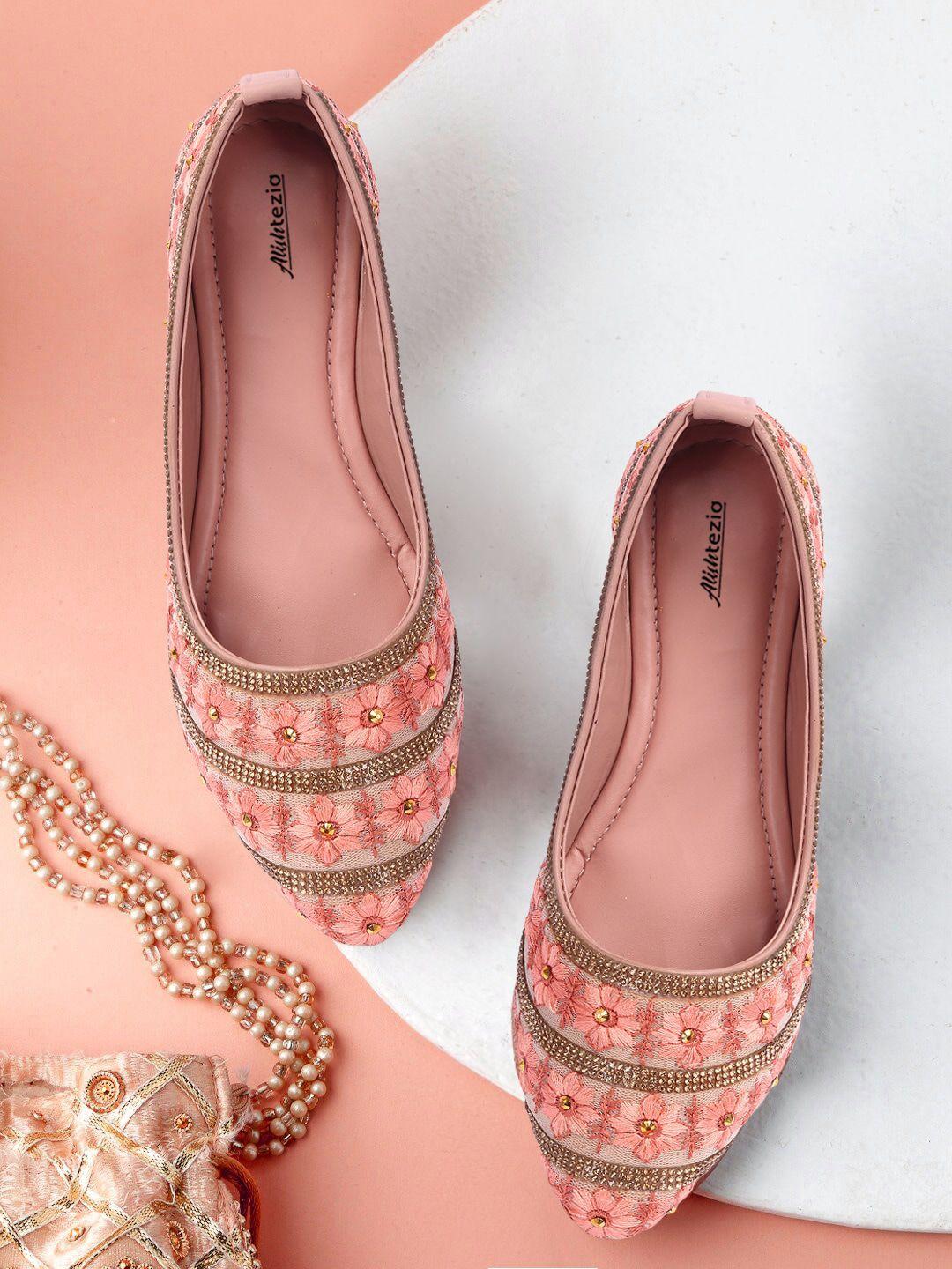 alishtezia women pink ethnic ballerinas flats