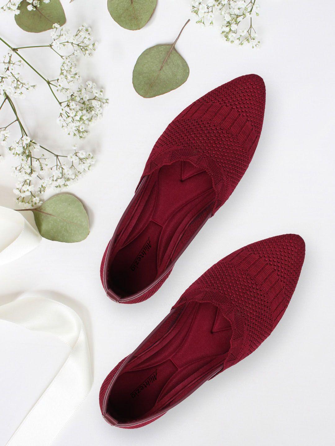 alishtezia women red textured ballerinas