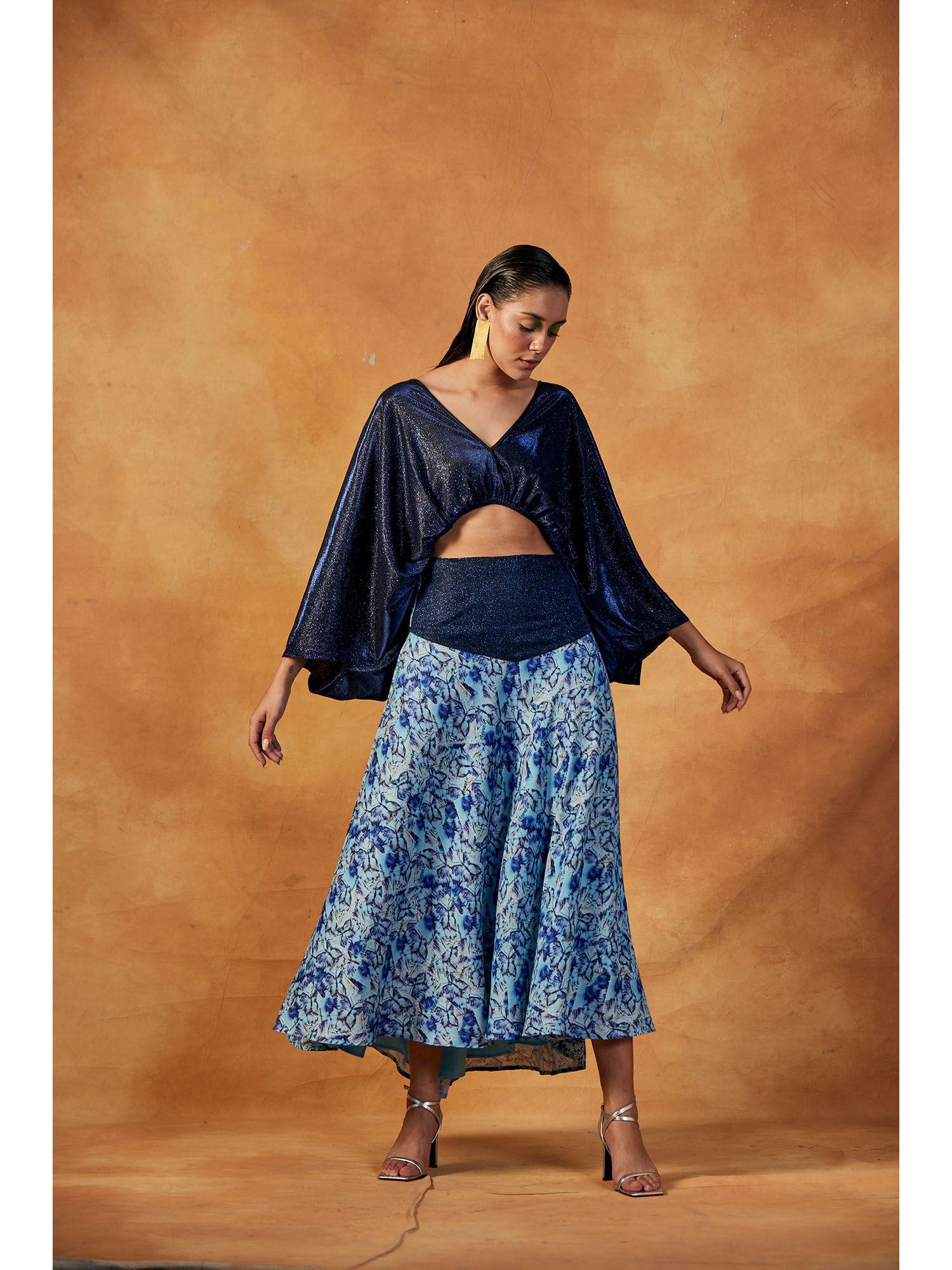 alizeh blue printed skirt