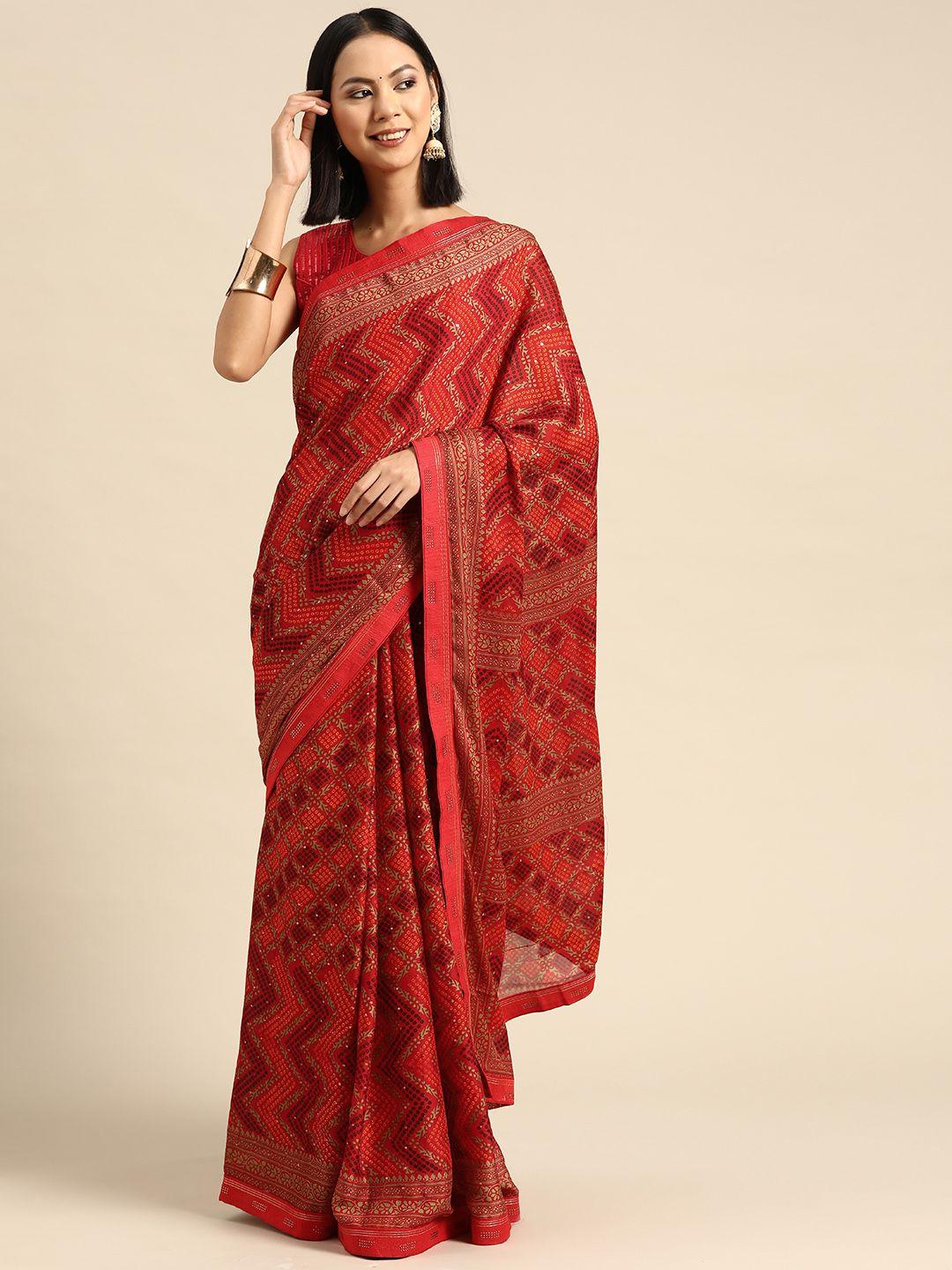 all about you bandhani sequinned saree
