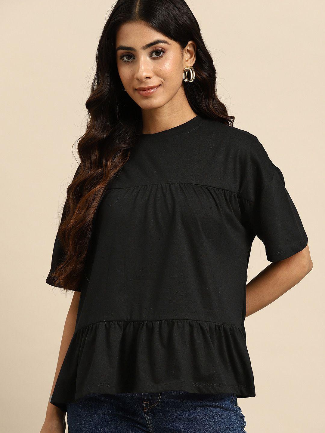 all about you drop-shoulder sleeves tiered top