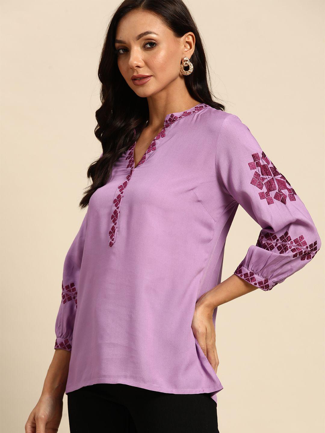 all about you embroidered puff sleeves tunic