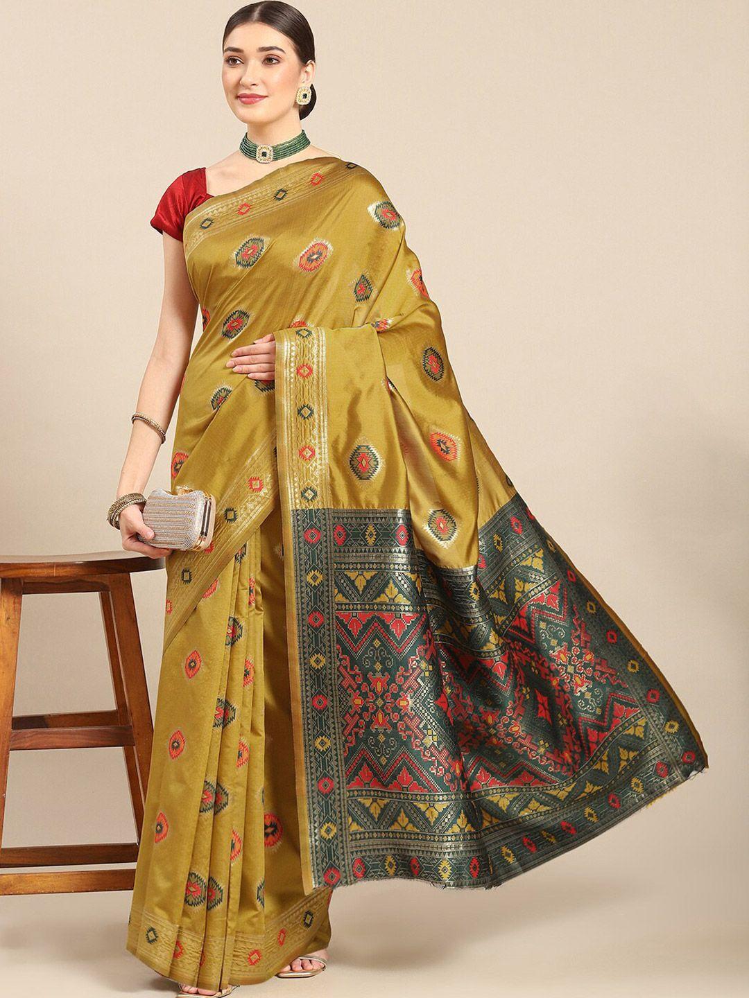 all about you ethnic motifs woven design zari silk blend kanjeevaram saree