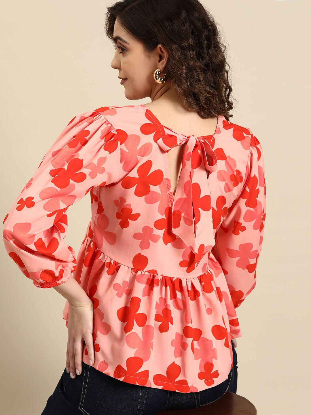all about you floral print crepe peplum top