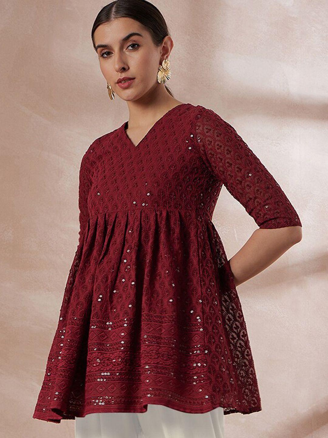 all about you georgette chikankari embroidered tunics