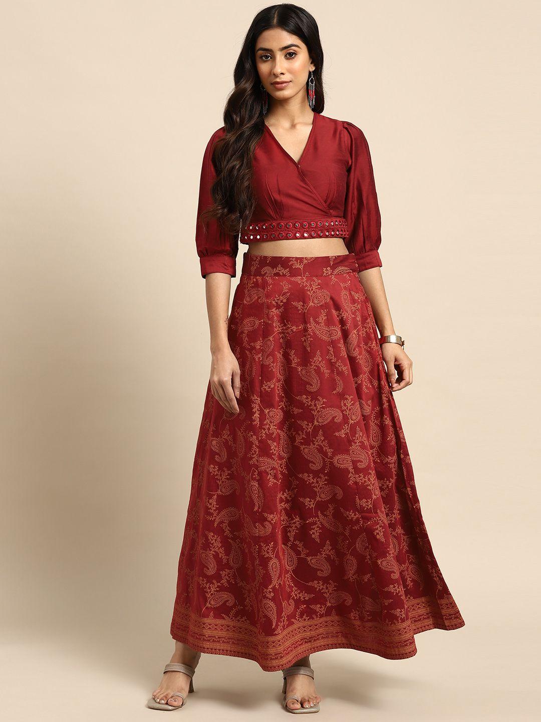 all about you mirror-work ready to wear fusion lehenga choli