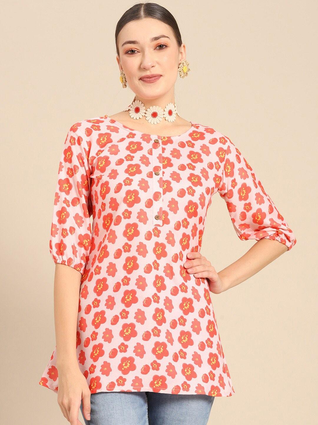 all about you pink floral printed kurti