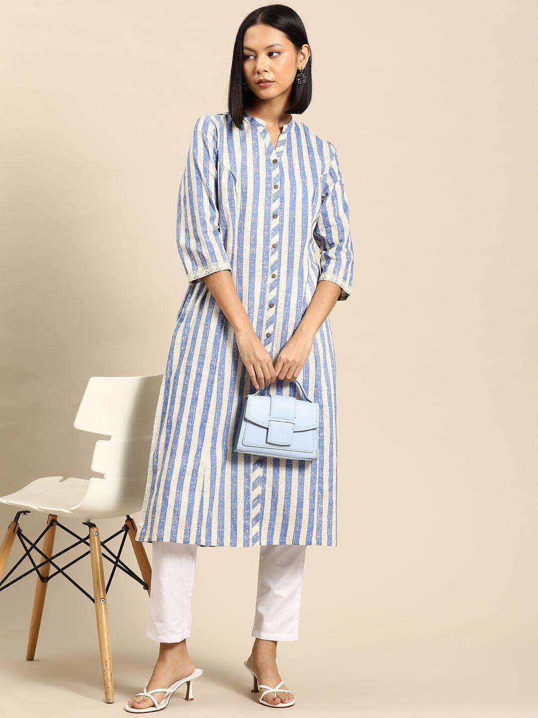 all about you pure cotton striped kurta