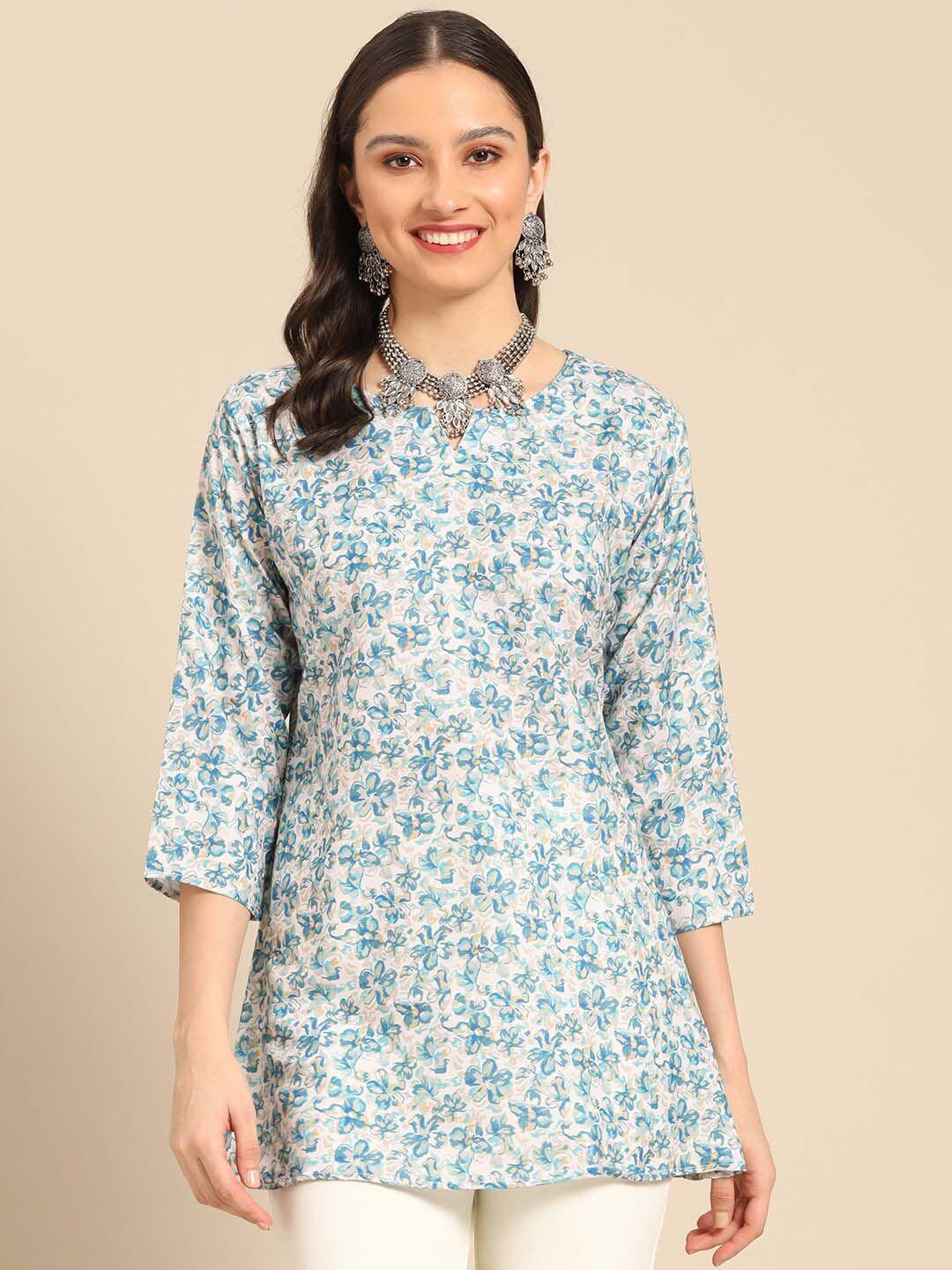 all about you sea green floral printed kurti