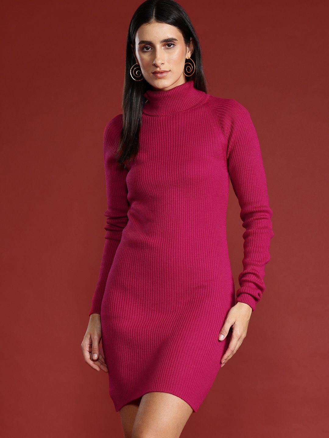 all about you solid turtle neck raglan sleeves ribbed acrylic jumper dress