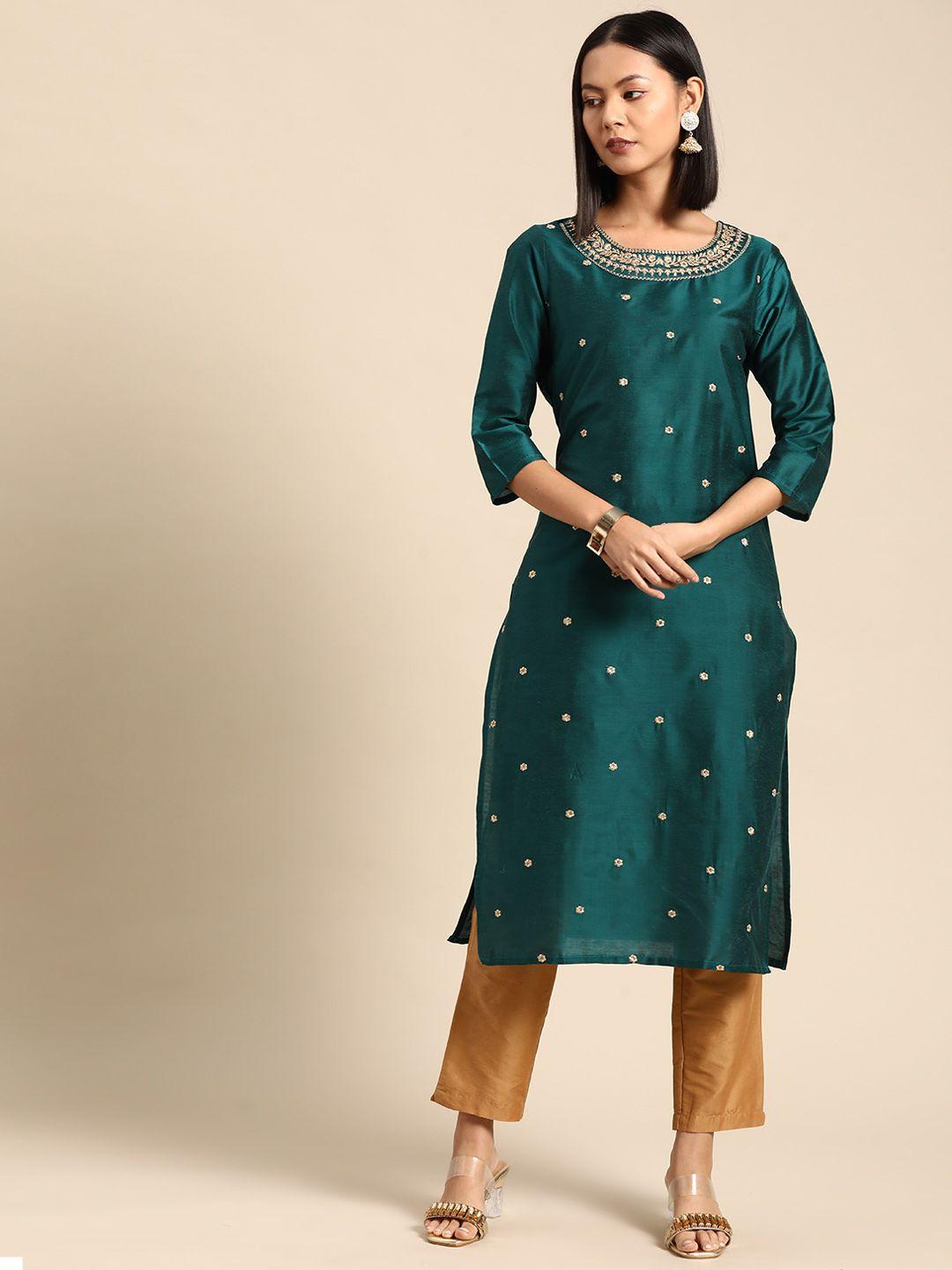 all about you thread work embroidered straight kurta
