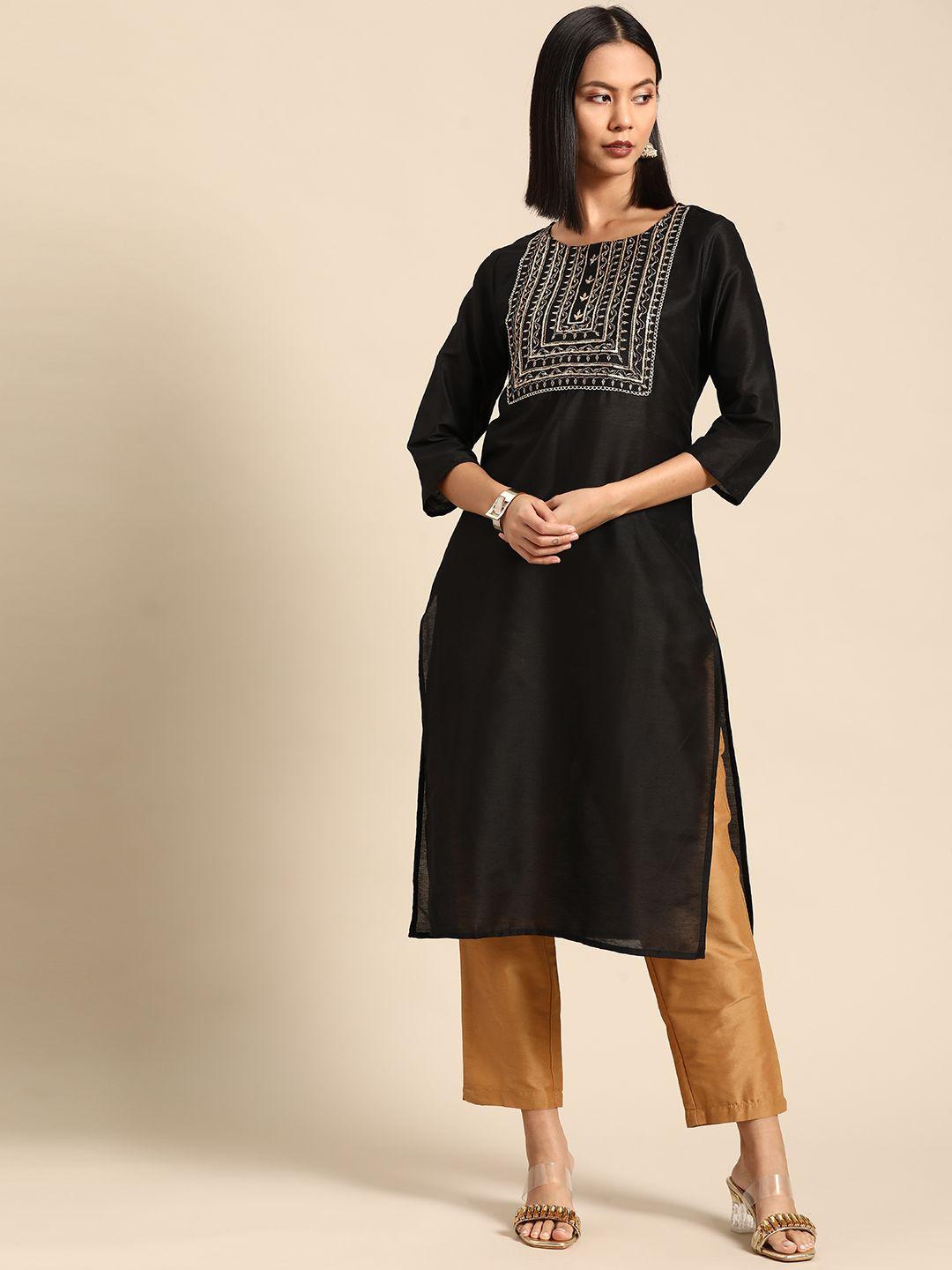 all about you thread work embroidered straight kurta