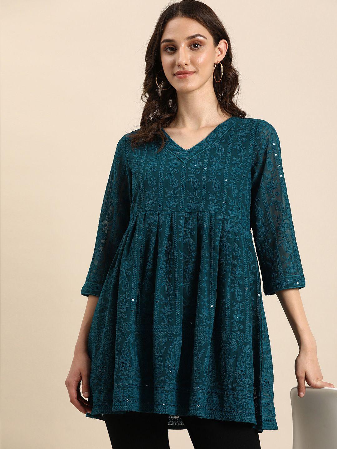 all about you v-neck embroidered tunic