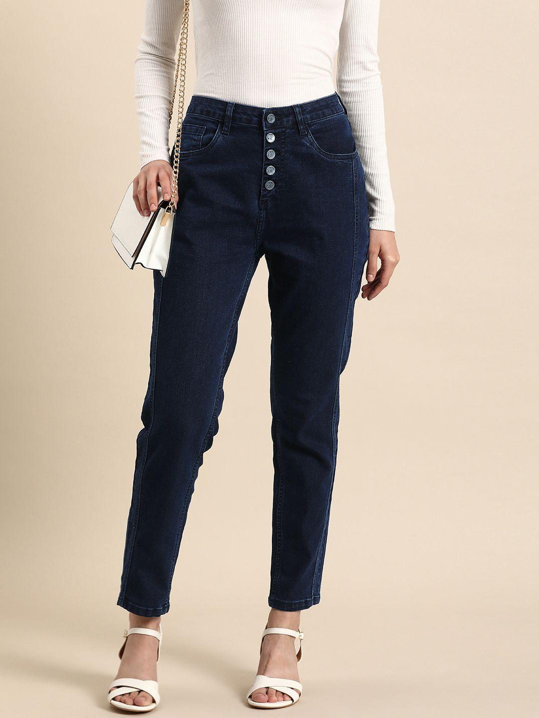all about you women barrel fit mid-rise stretchable jeans