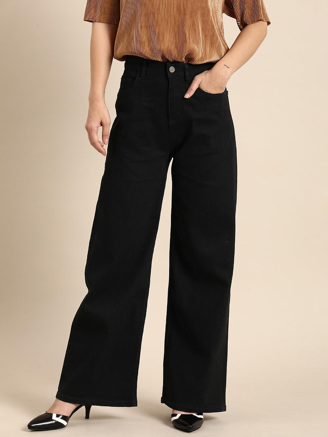 all about you women mid-rise wide leg stretchable jeans