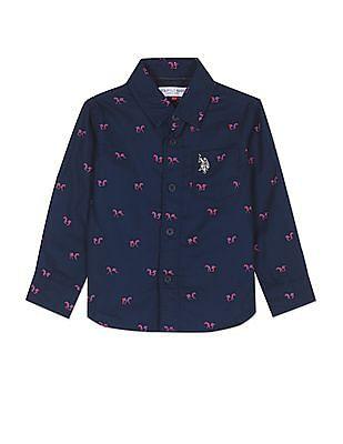 all over print dobby weave cotton casual shirt