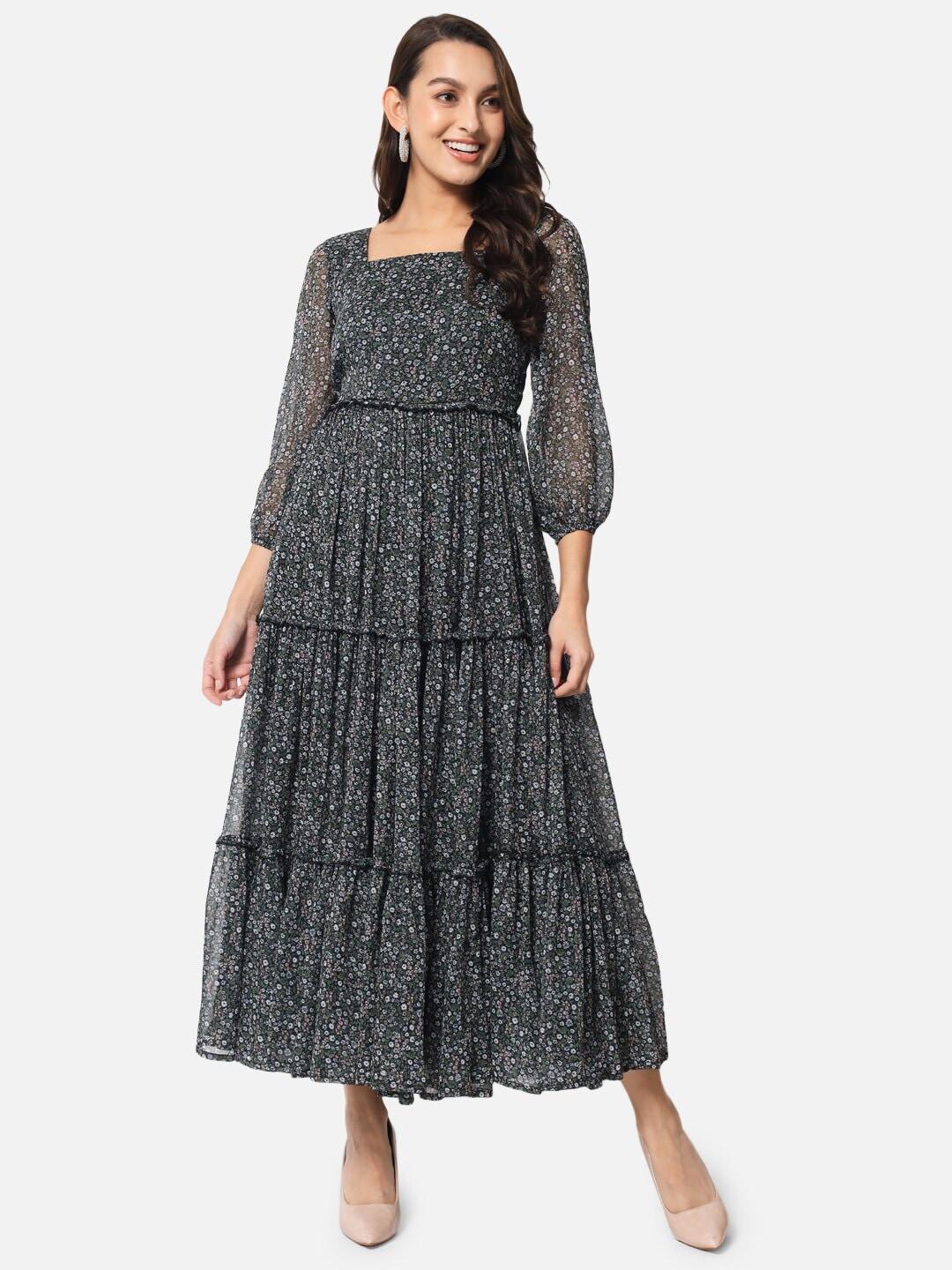 all ways you floral print puff sleeve georgette maxi dress