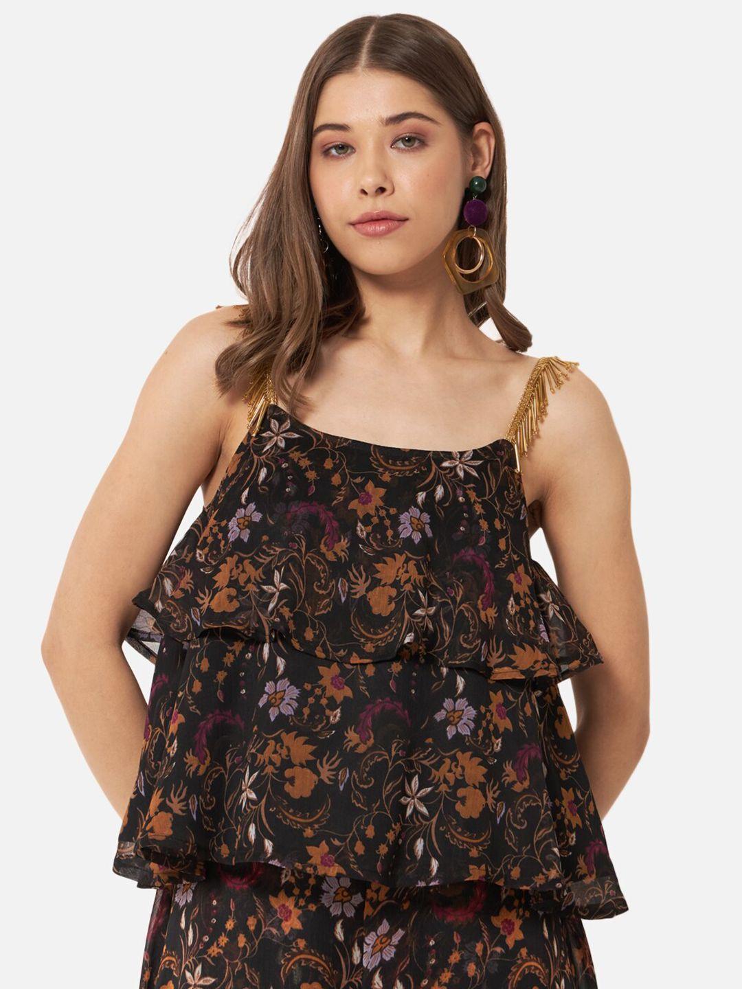 all ways you floral printed layered a-line top