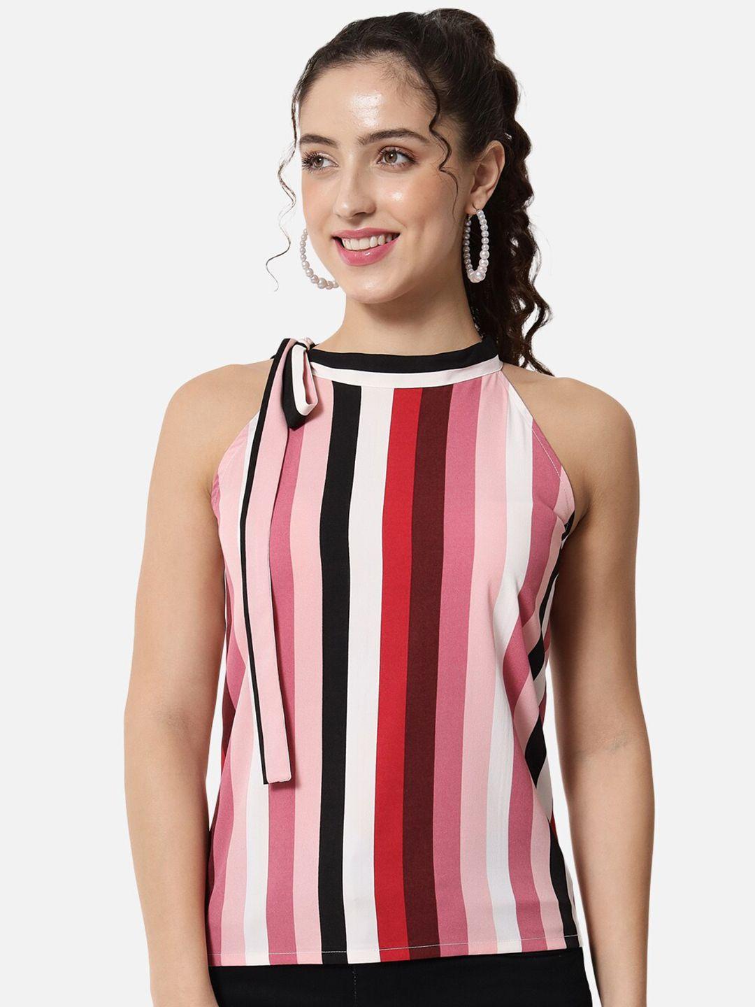 all ways you striped sleeveless crepe top