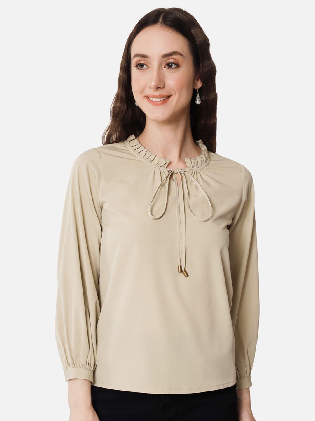 all ways you tie-up neck cuffed sleeves regular top