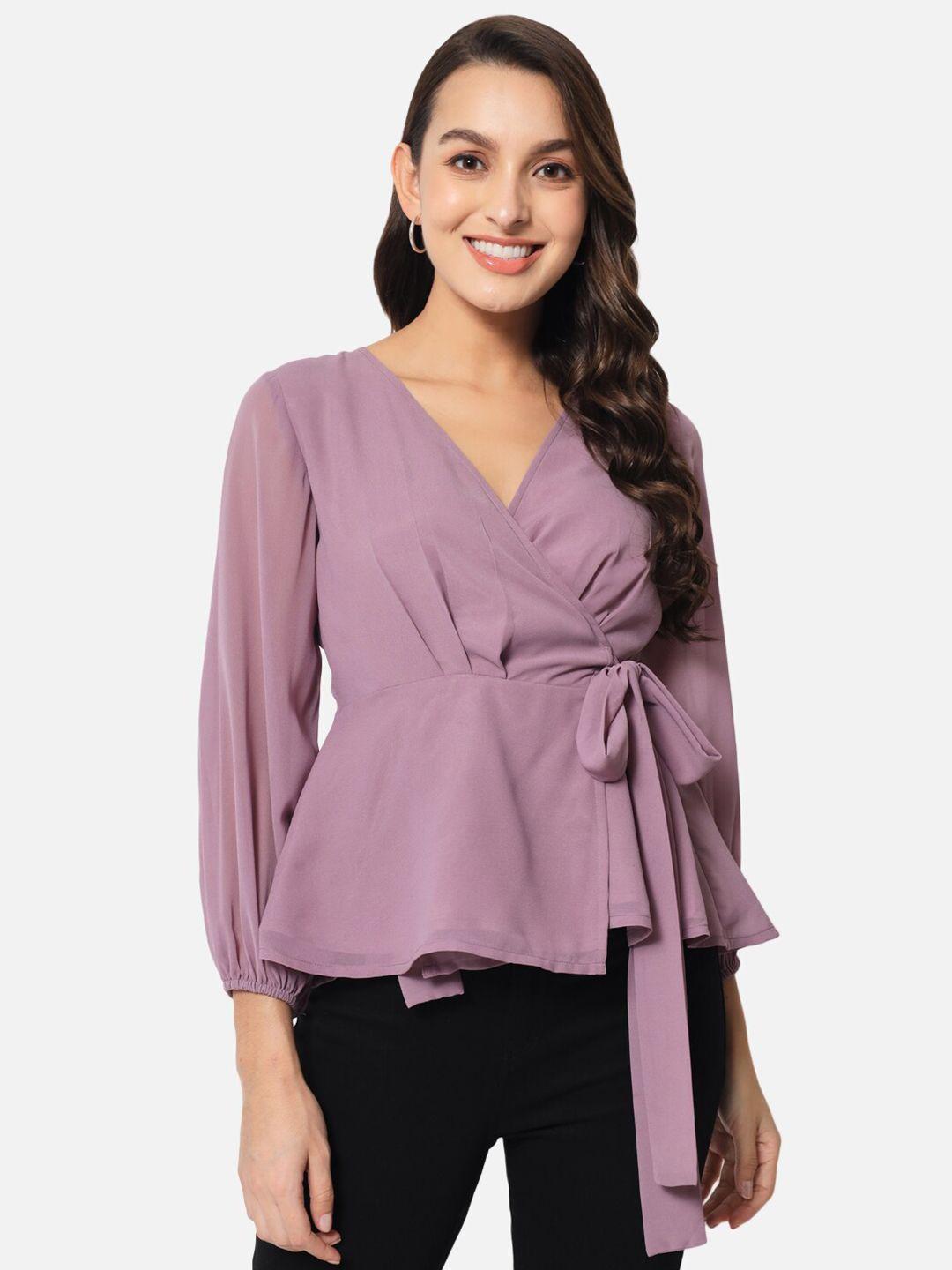 all ways you v-neck puff sleeves wrap top