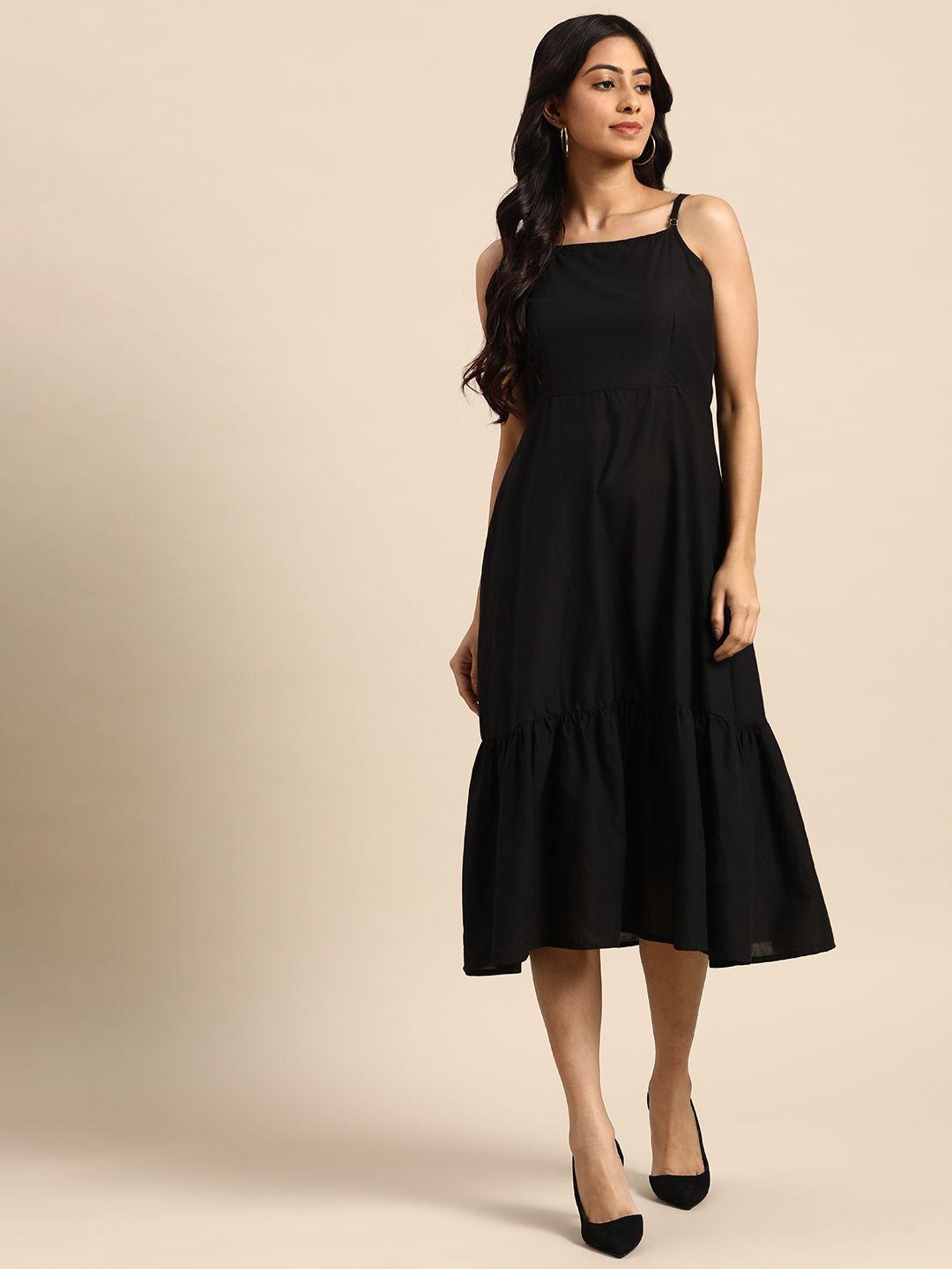 all about you black pure cotton a-line dress