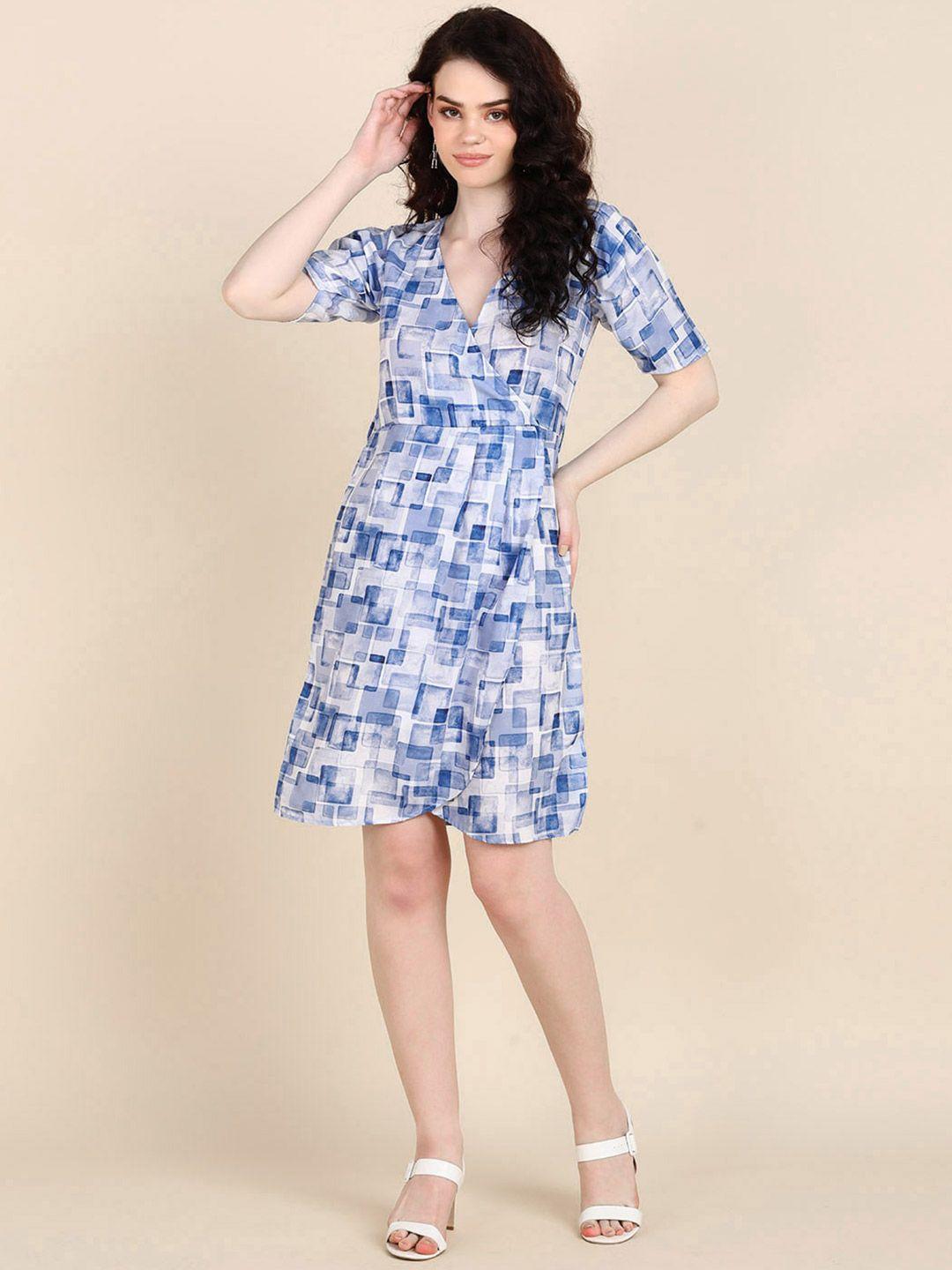 all about you blue abstract print crepe a-line dress