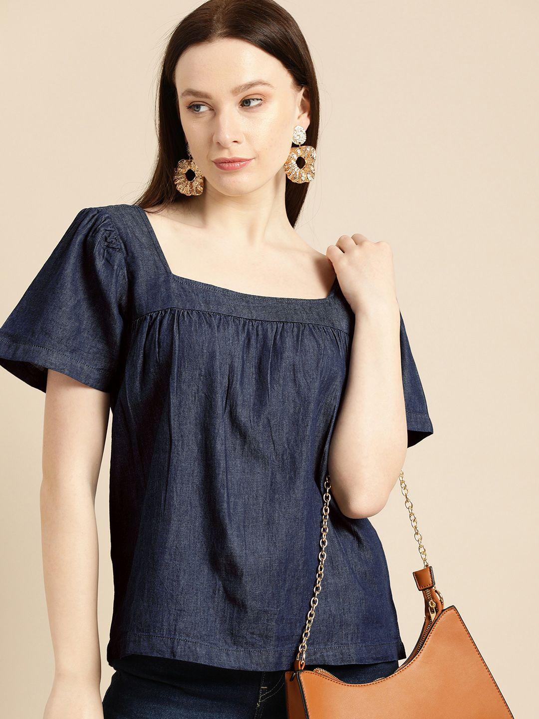 all about you blue denim top