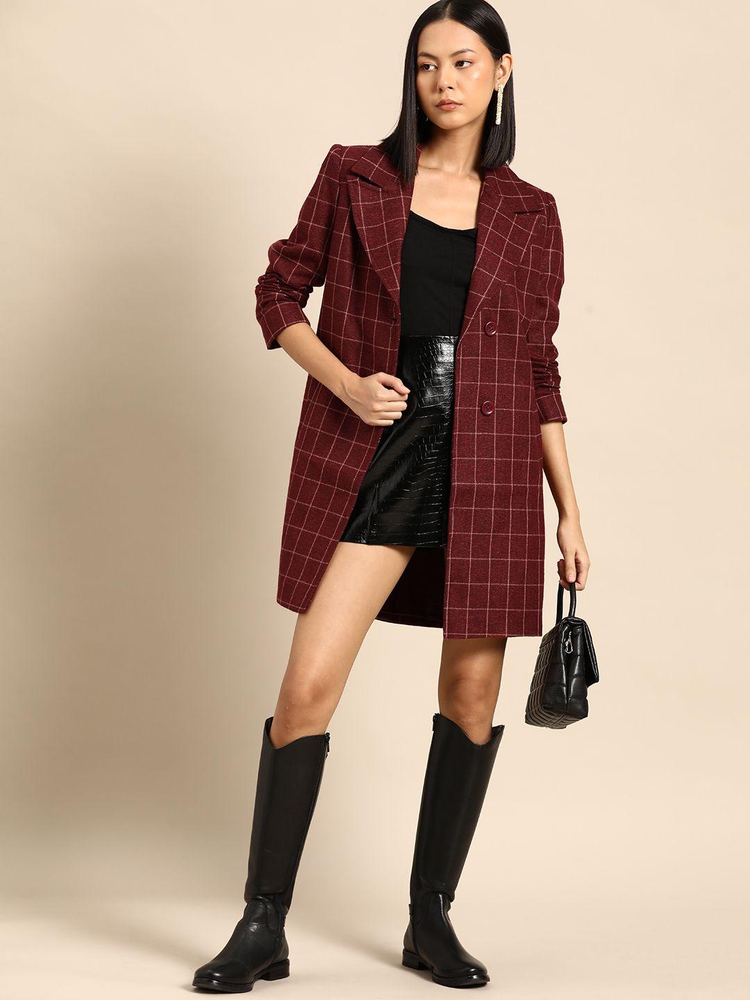 all about you checked longline overcoat