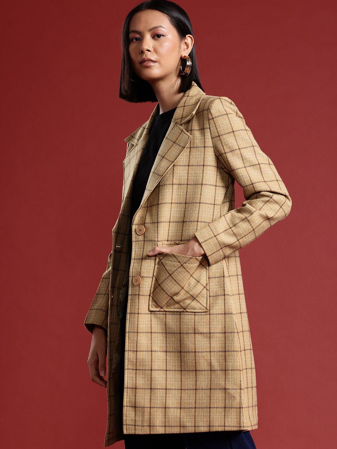 all about you checked longline overcoat