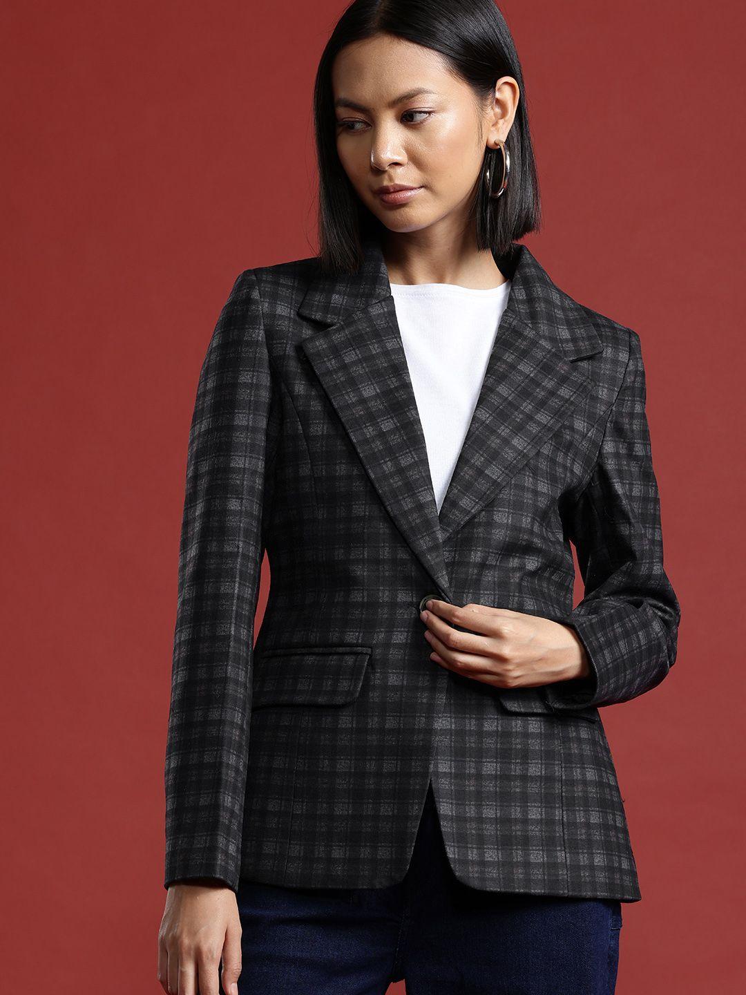 all about you checked single-breasted blazer