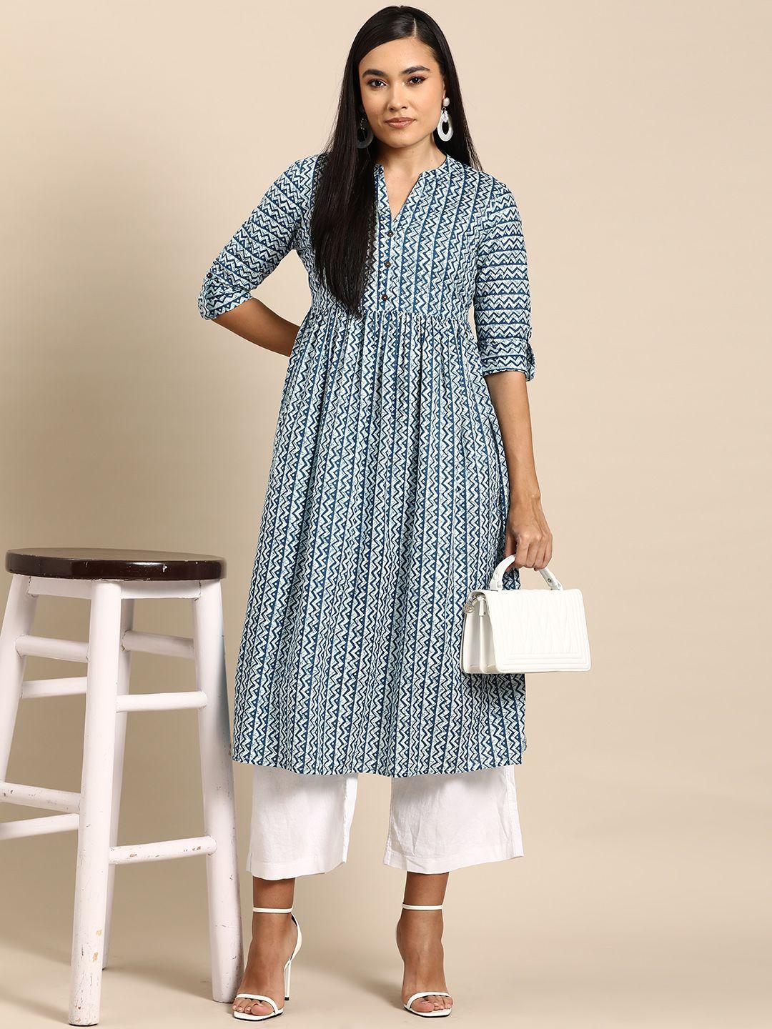all about you chevron printed a-line kurta