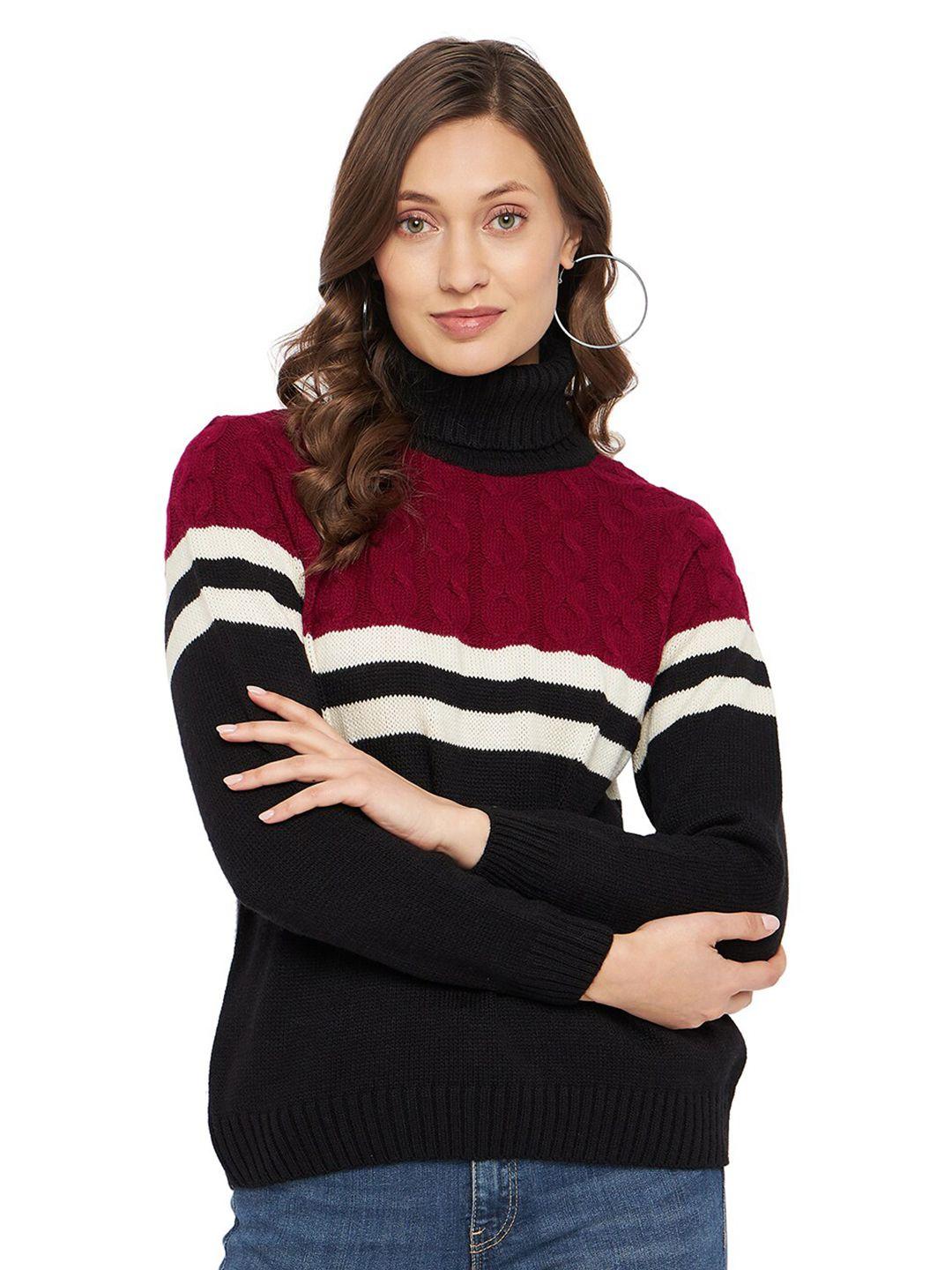 all about you colourblocked turtle neck ribbed acrylic pullover
