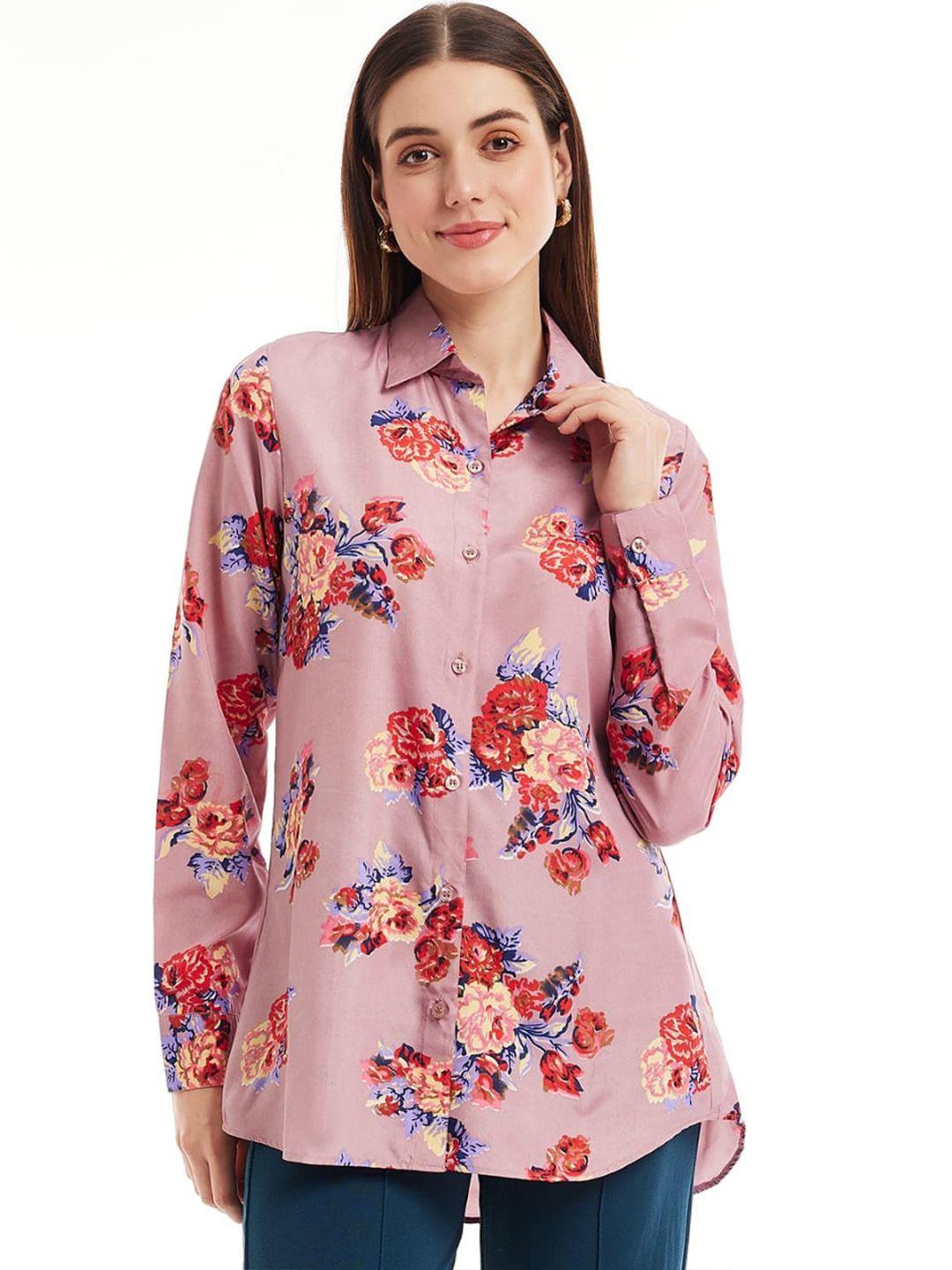 all about you comfort oversized floral printed spread collar casual shirt