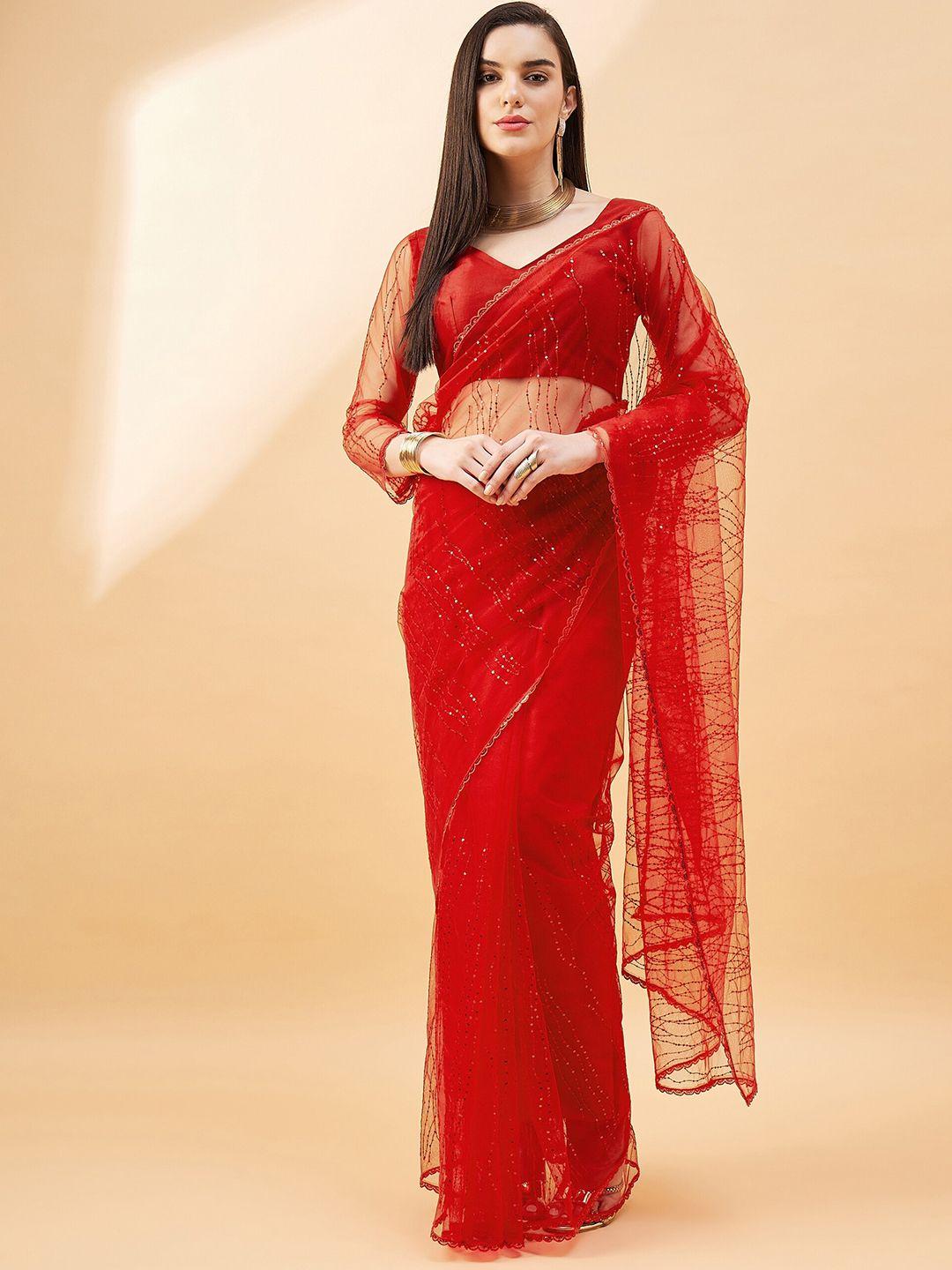 all about you embellished sequinned net saree