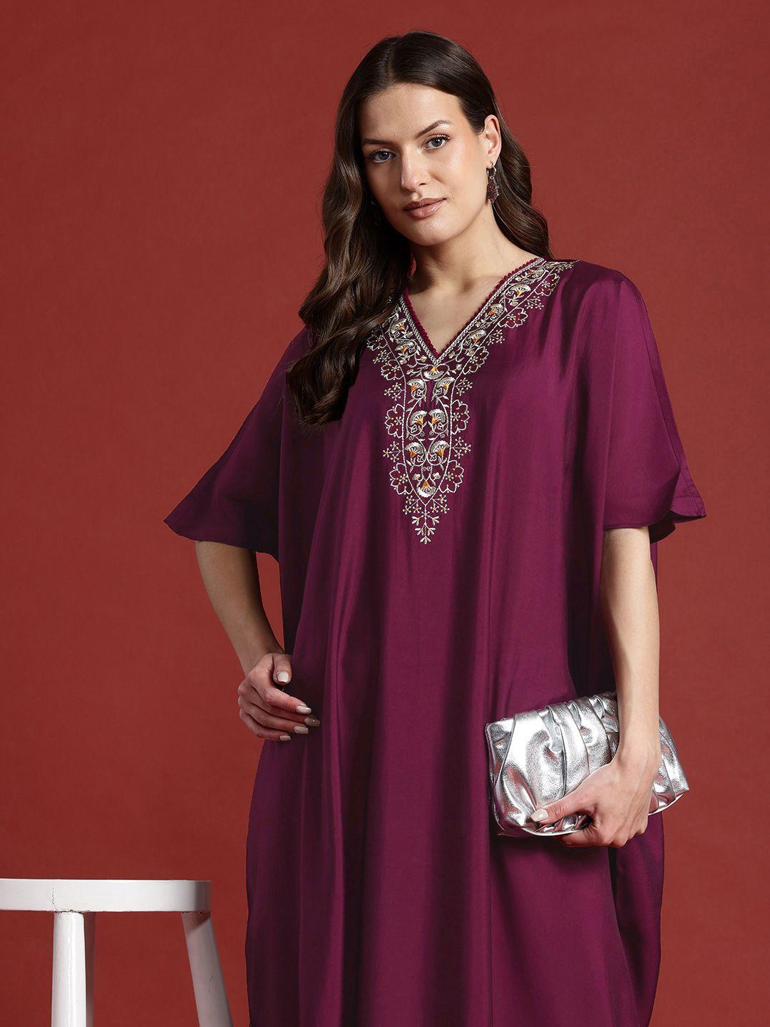 all about you embroidered detail extended sleeves kurta